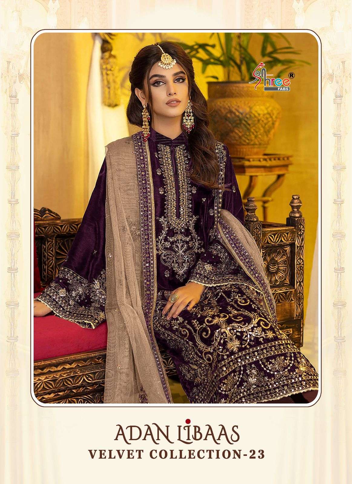 ADAAN LIBAAS VELVET COLLECTION-23 BY SHREE FABS 3280 TO 3285 VELVET WORK PAKISTANI DRESSES