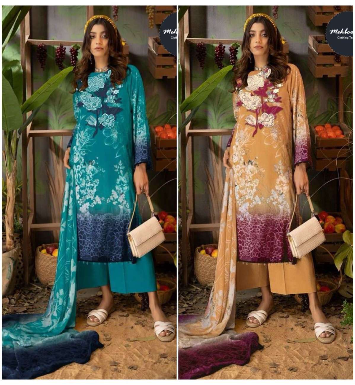 ADAN LIBAAS  1110 NX BY MEHBOOB TEX COTTON PRINT WORK PAKISTANI DRESSES