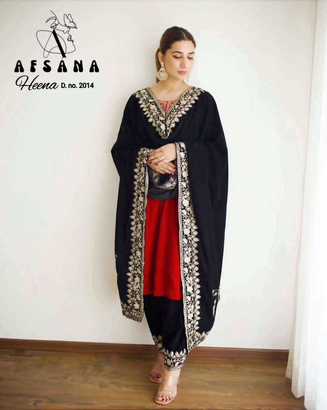 AFSANA 2014 HIT DESIGN BY AQSAWHOLESALE VELVET EMBROIDERY WORK READYMADE DRESS