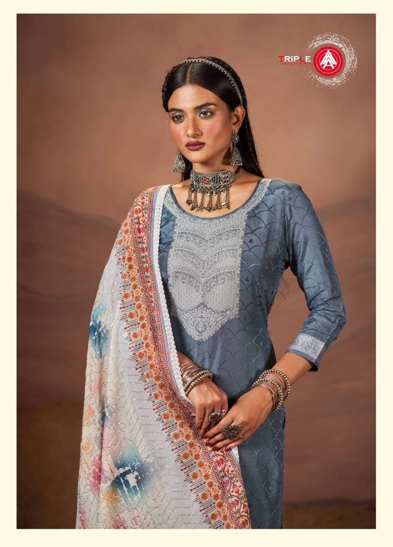 AKSHA BY TRIPLE A 11271 TO 11276 SERIES PURE LAKHNAWI WORK SILK DRESSES