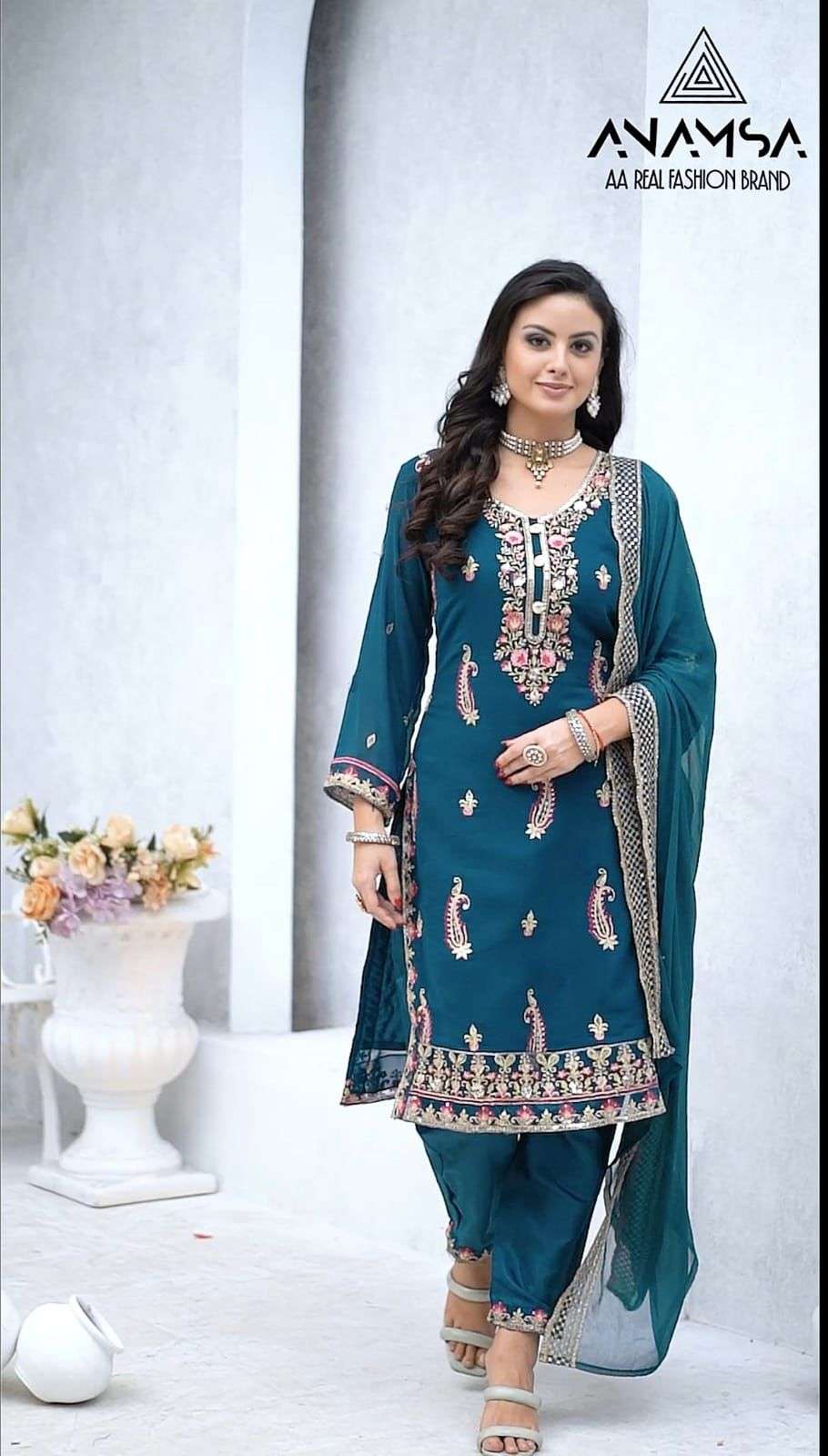 ANAMSA 246 HIT DESIGN BY ANAMSA GEORGETTE EMBROIDERY WORK PAKISTANI DRESS