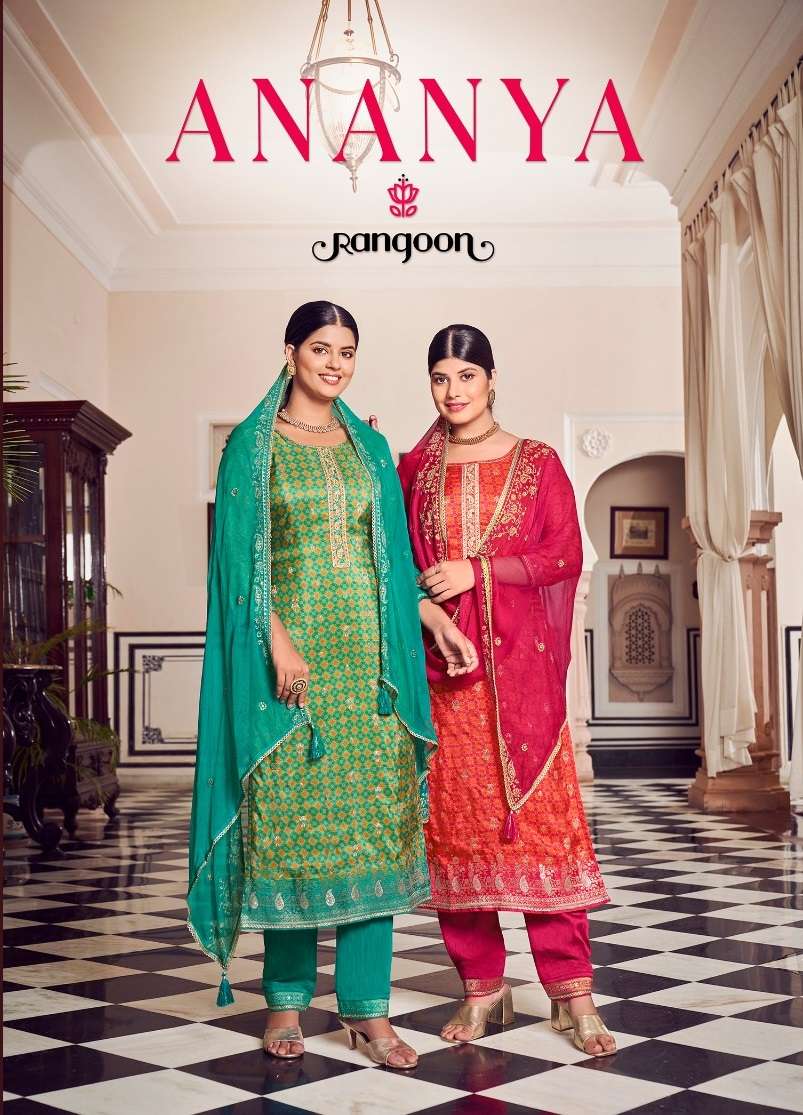 ANANYA BY RANGOON 4761 TO 4764 SERIES RUSSIAN JACQUARD HAND WORK READYMADE DRESSES