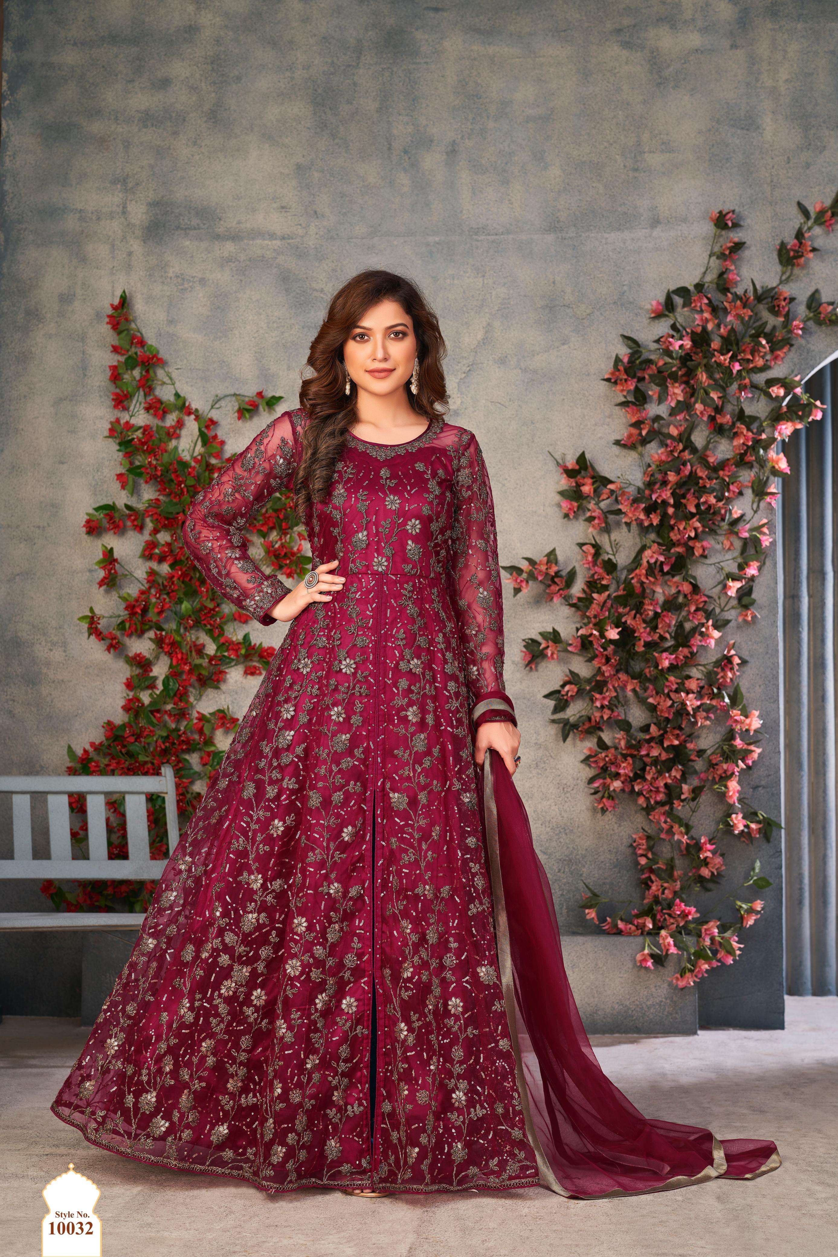 ANJUBAA VOL-4 BY TWISHA 10032 TO 10034 SERIES NET HEAVY EMBROIDERY WORK DRESSES