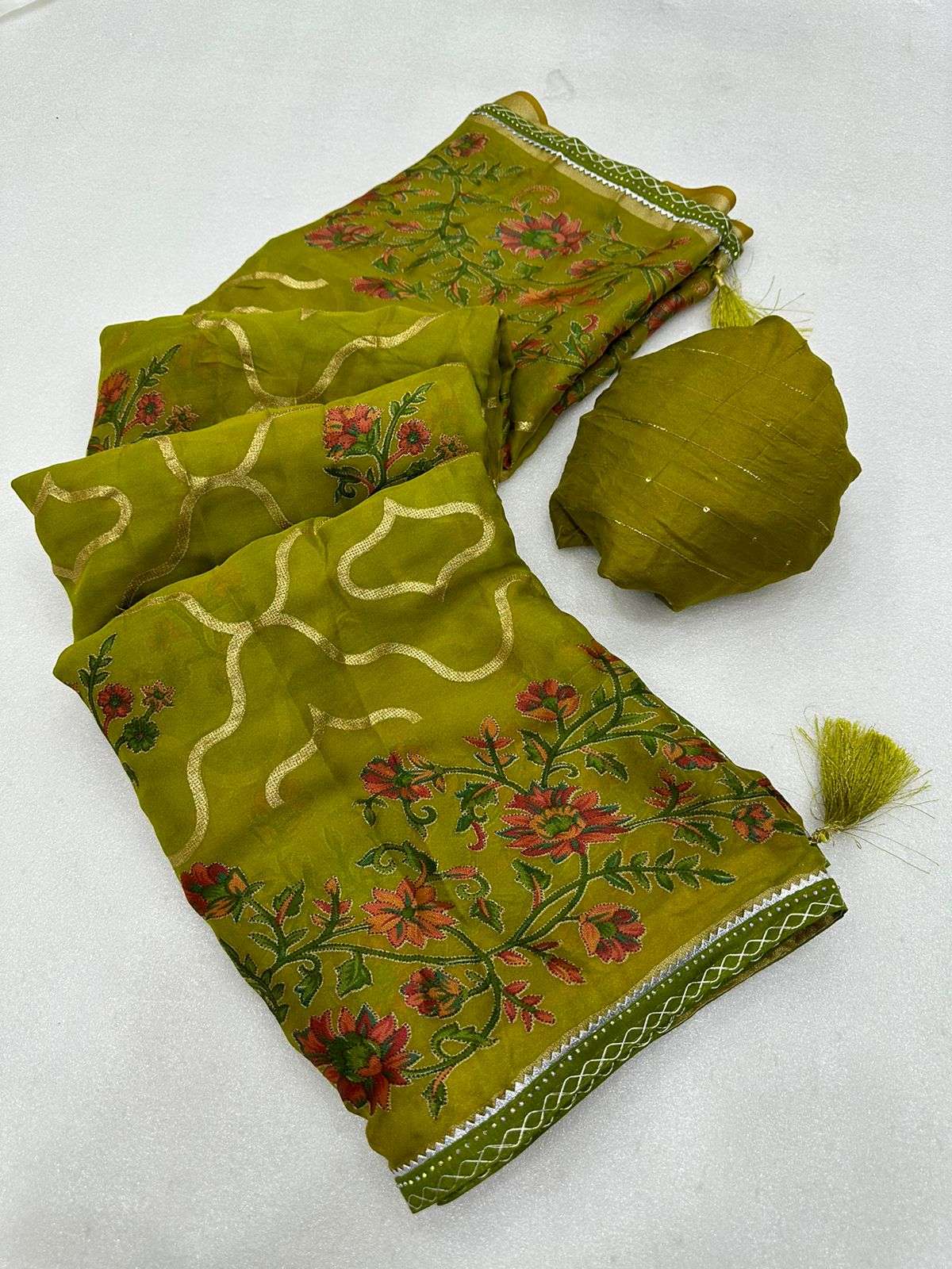 ANOKHI VOL-1 BY AQSAWHOLESALE MOSS FOIL BRASSO PRINT WORK CASUAL WEAR SAREES