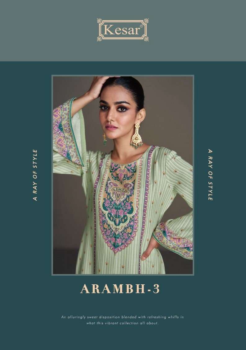 ARAMBH VOL-3 BY KESAR 84001 TO 84004 SERIES PASHMINA PRINT WORK WINTER WEAR DRESSES