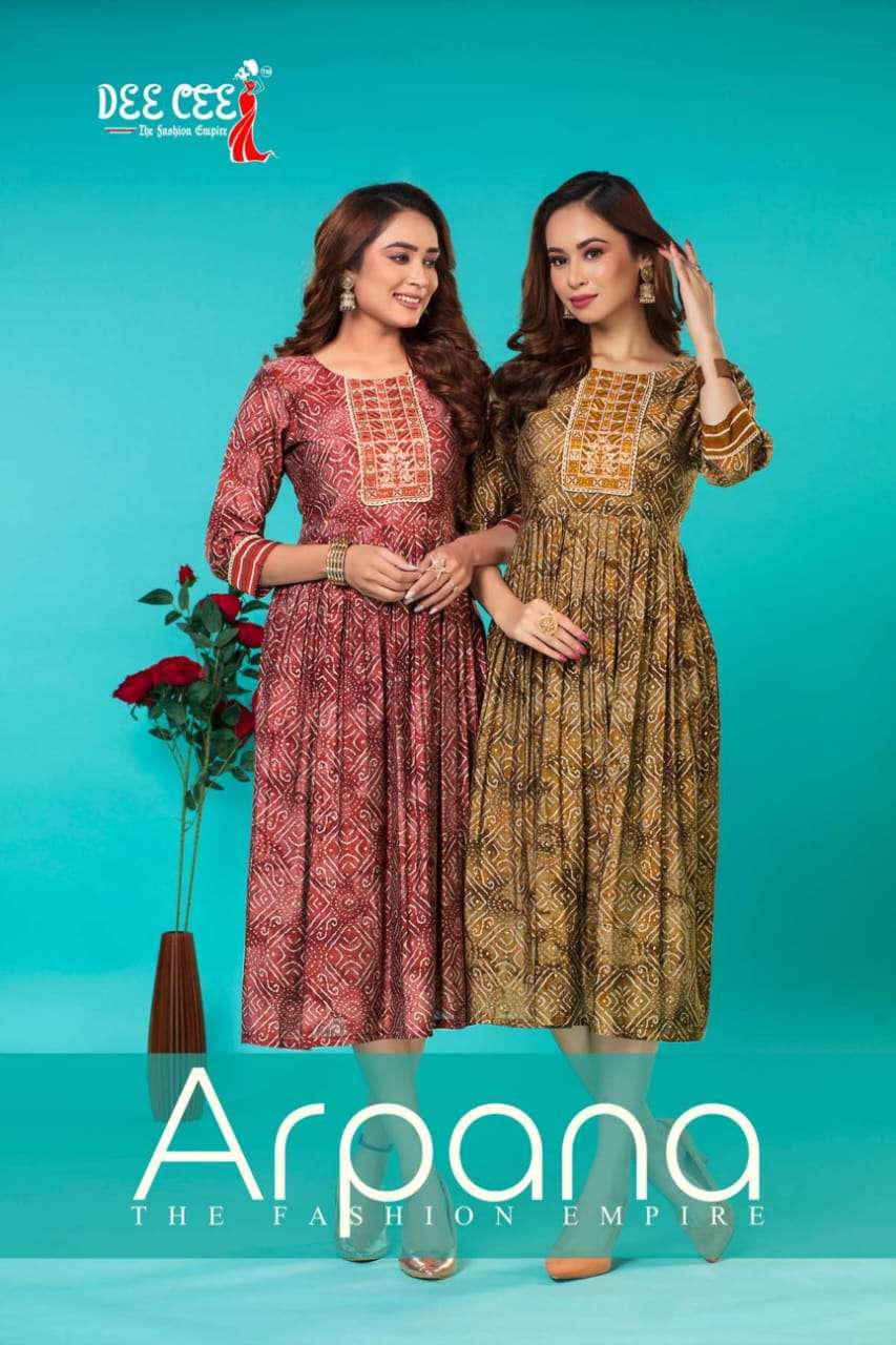 ARPANA BY DEE CEE 101 TO 106 SERIES FANCY SILK EMBROIDERY WORK KURTIS