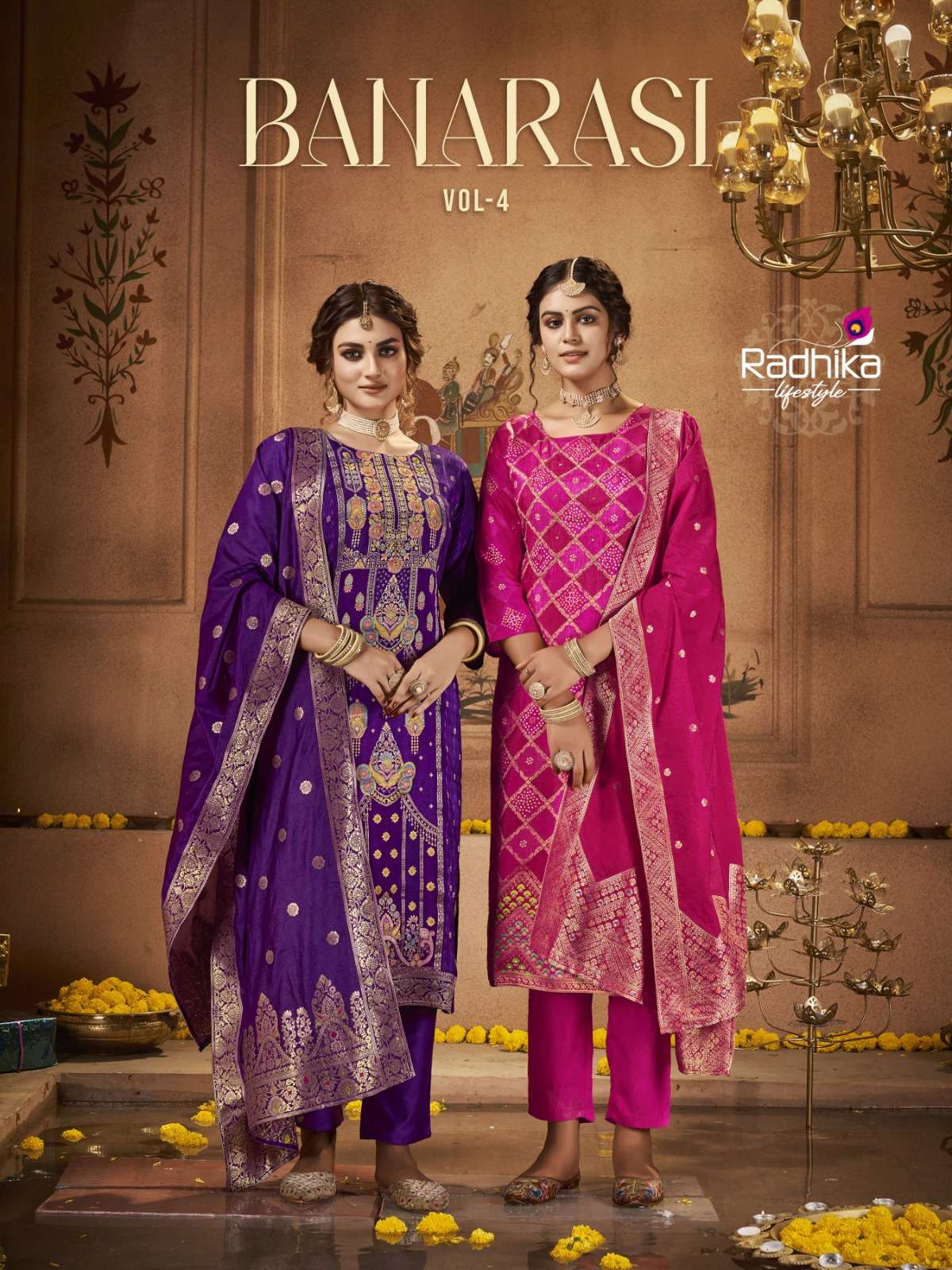 BANARASI VOL-4 BY RADHIKA LIFESTYLE 4001 TO 4004 SERIES DOLA SILK WORK READYMADE DRESSES