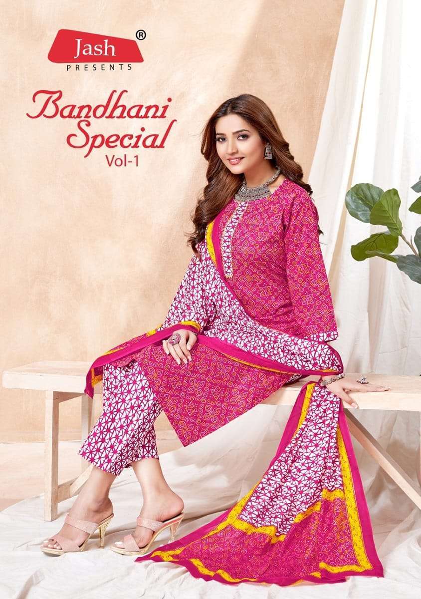 BANDHANI SPECIAL VOL-1 BY AQSAWHOLESALE 1001 TO 1010 SERIES COTTON READYMADE DRESSES