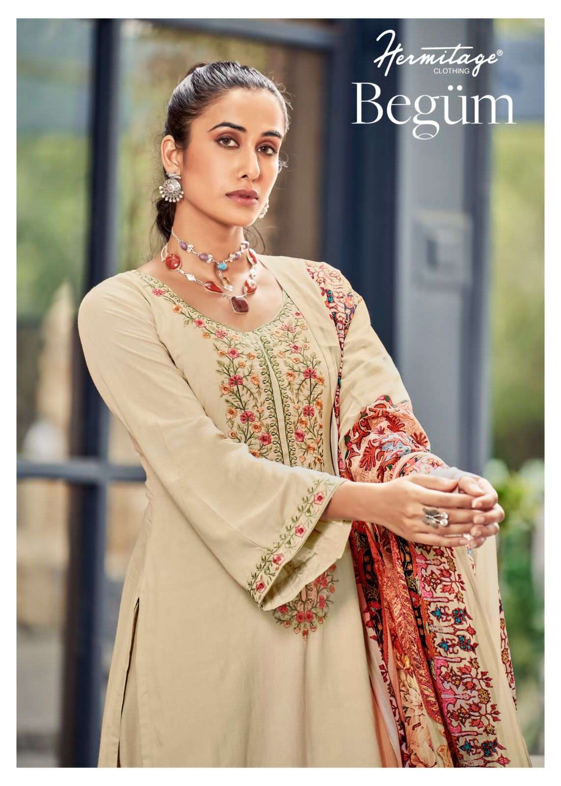 BEGUM BY HERMITAGE 1001 TO 1005 SERIES VISCOSE RAYON COTTON EMBROIDERY DRESSES