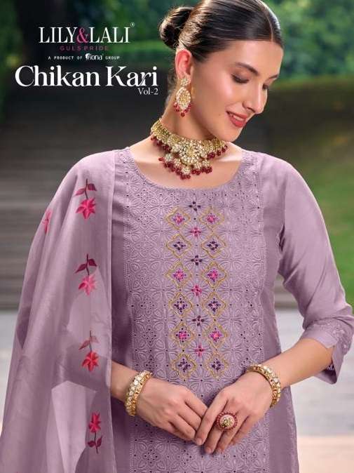 CHIKAN KARI VOL-2 BY LILY & LALI 13901 TO 13906 SERIES CHANDERI SILK WORK READYMADE DRESSES