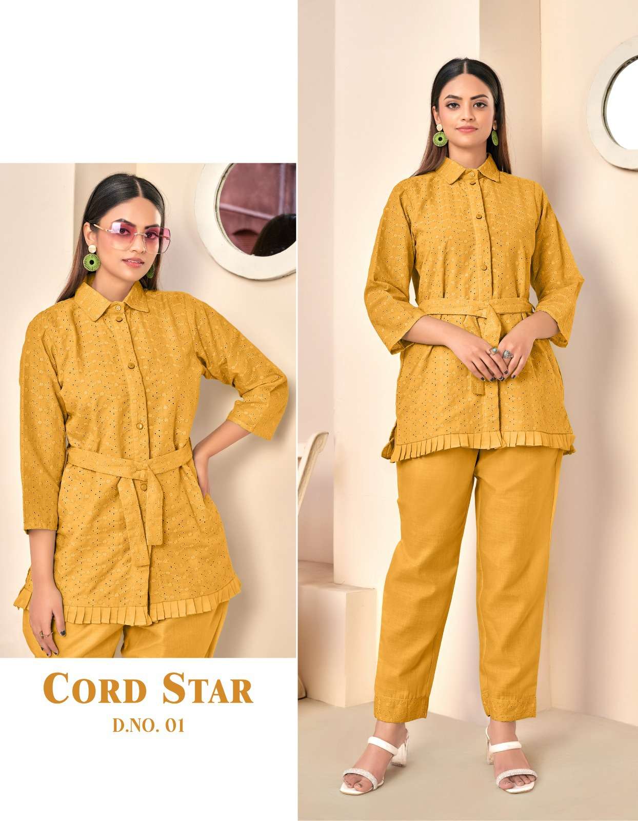 CO-ORD STAR BY TUNIC HOUSE 01 TO 08 SERIES COTTON SCHIFFLI WORK CO-ORD SET