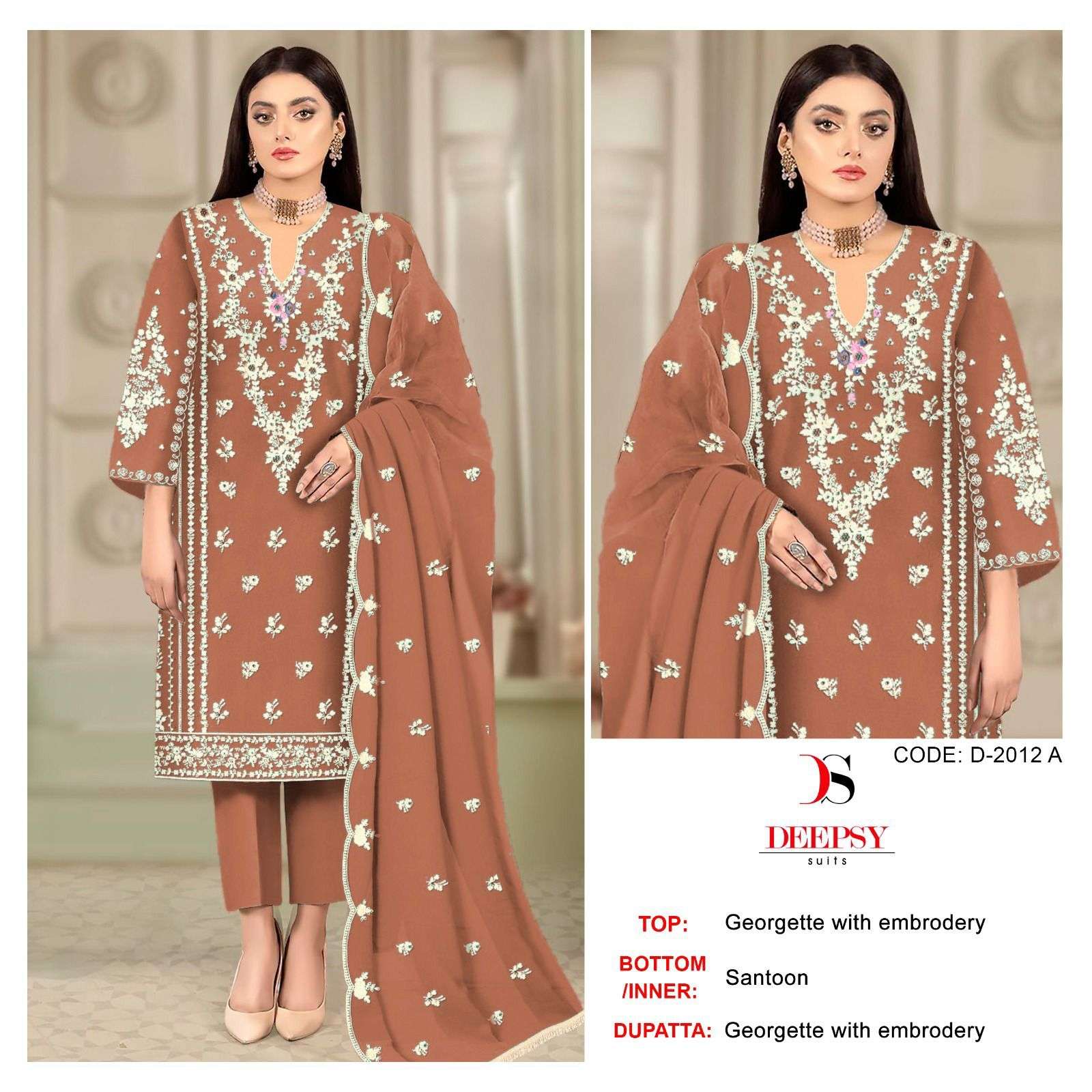 D-2012 COLOURS BY DEEPSY SUITS 2012-A TO 2012-D SERIES GEORGETTE WORK PAKISTANI DRESSES