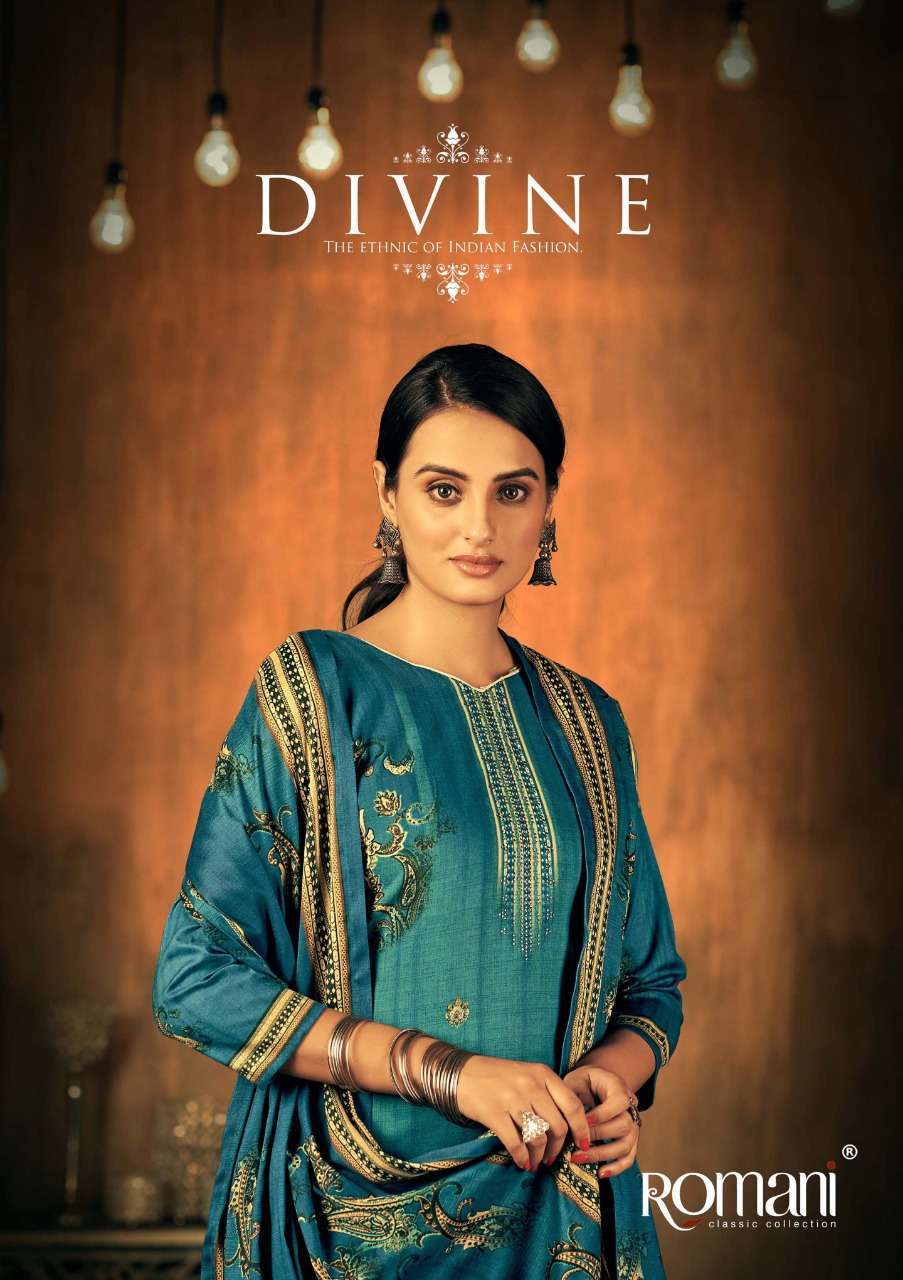 DIVINE BY ROMANI 1062-001 TO 1062-010 SERIES PURE PASHMINA WINTER WEAR DRESSES