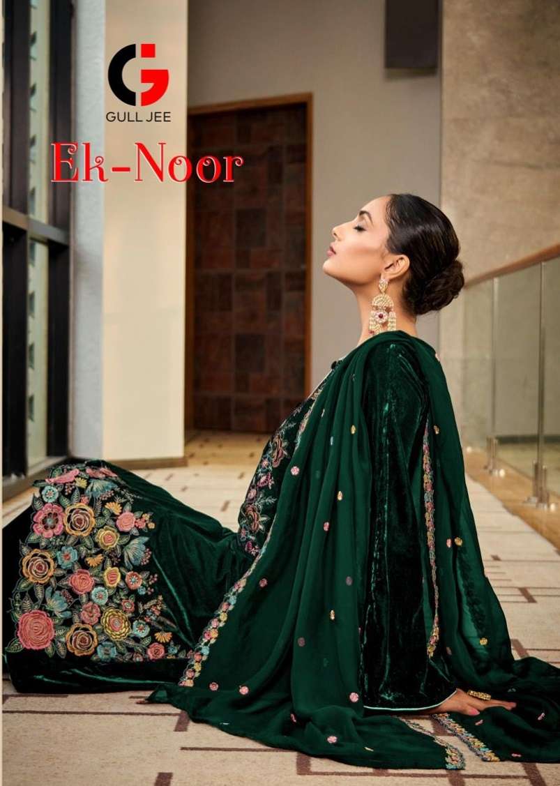 EK-NOOR BY GULL JEE 16001 TO 16004 SERIES VELVET EMBROIDERY WORK WINTER WEAR DRESSES