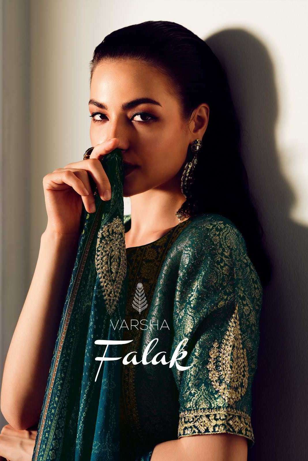 FALAK BY VARSHA 01 TO 06 SERIES KHINKAB EMBROIDERY WORK WINTER WEAR DRESSES