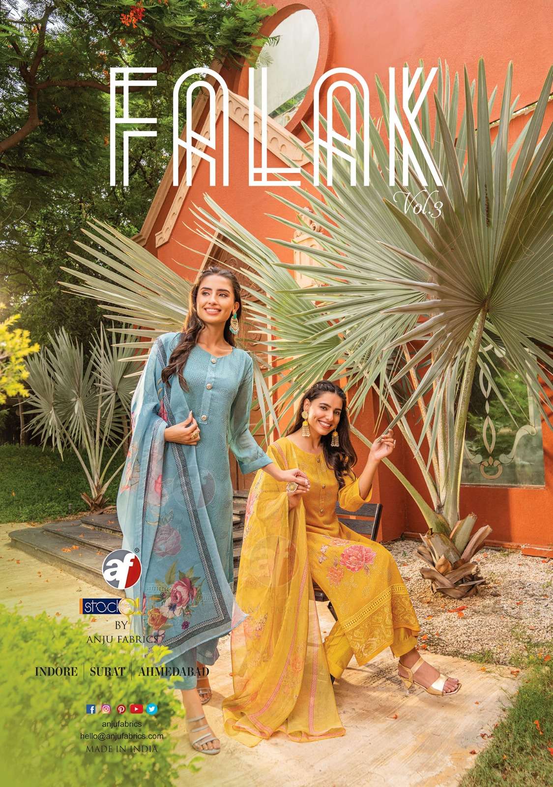 FALAK VOL-3 BY ANJU FABRICS 3221 TO 3226 SERIES GEORGETTE WORK READYMADE DRESSES