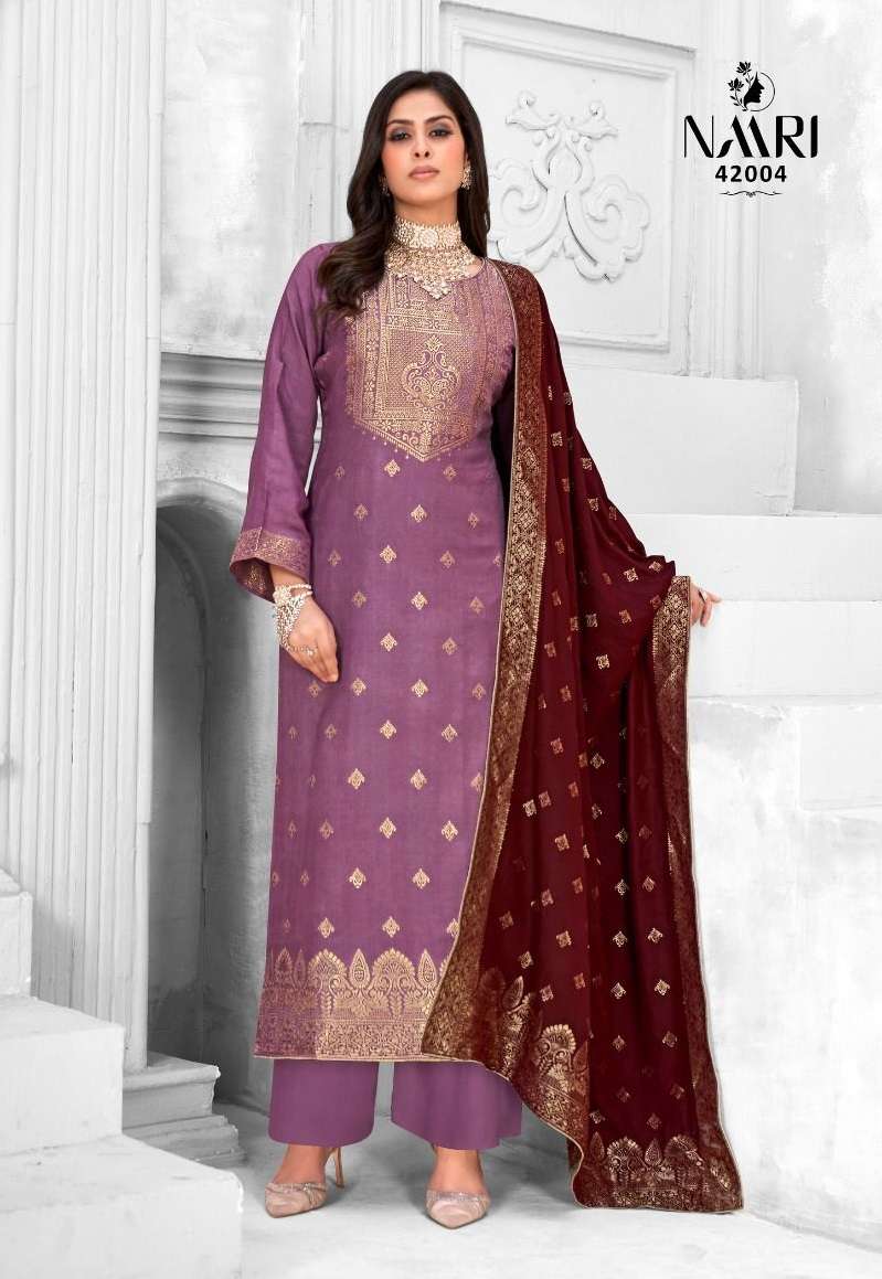 GULBAZ BY NAARI 42001 TO 42004 SERIES PASHMINA VISCOSE WINTER WEAR DRESSES