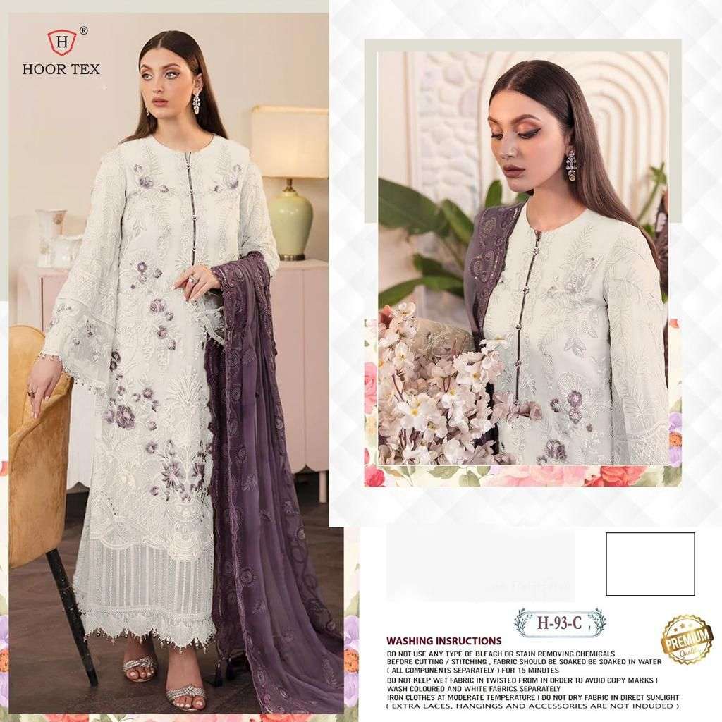 H-93 NX BY HOOR TEX FAUX GEORGETTE EMBROIDERY WORK PAKISTANI DRESSES