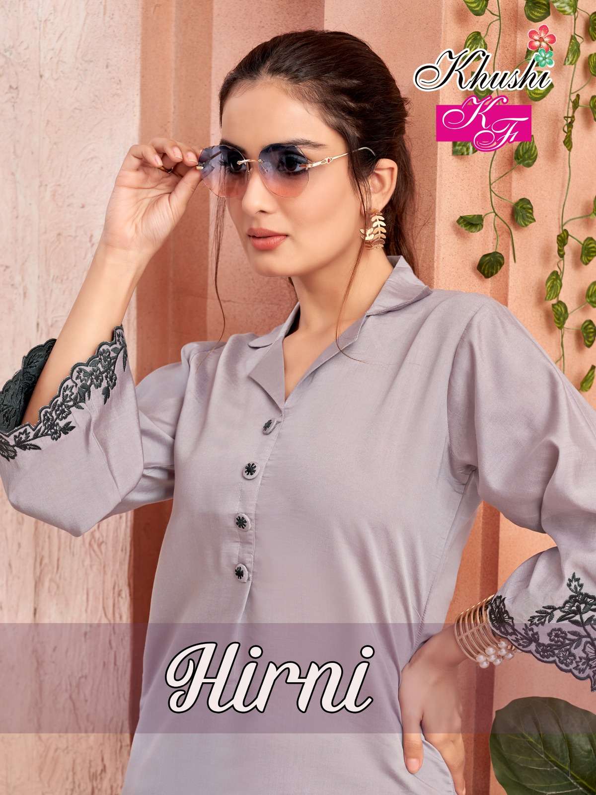 HIRNI BY KHUSHI 2001 TO 2007 SERIES ROMAN SILK EMBROIDERY WORK KURTI & PLAZZO