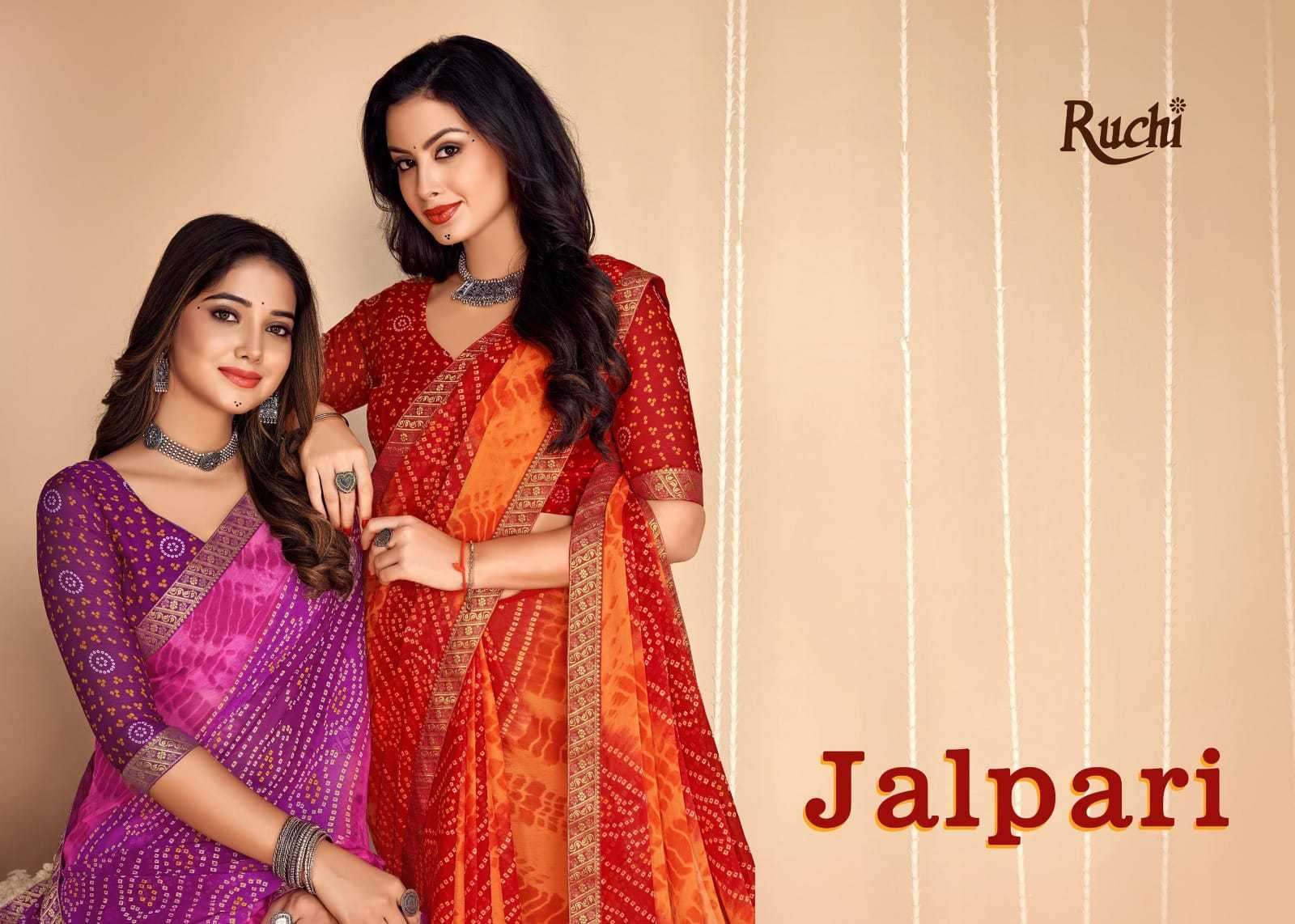 JALPARI VOL-12 BY RUCHI 27101 TO 27103 SERIES CHIFFON BANDHEJ PRINT CASUAL SAREES