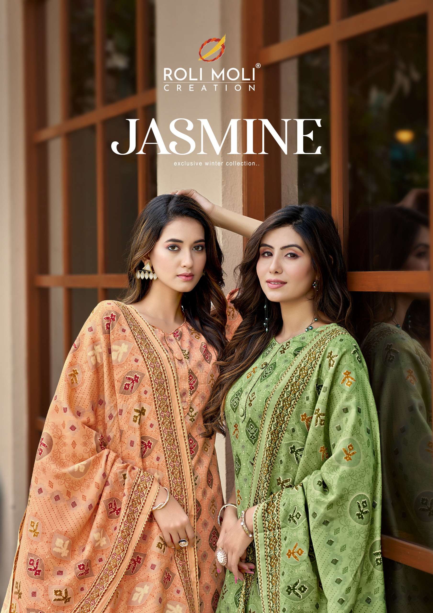 JASMINE BY ROLI MOLI 1001 TO 1008 SERIES PASHMINA PRINT WORK WINTER WEAR DRESSES