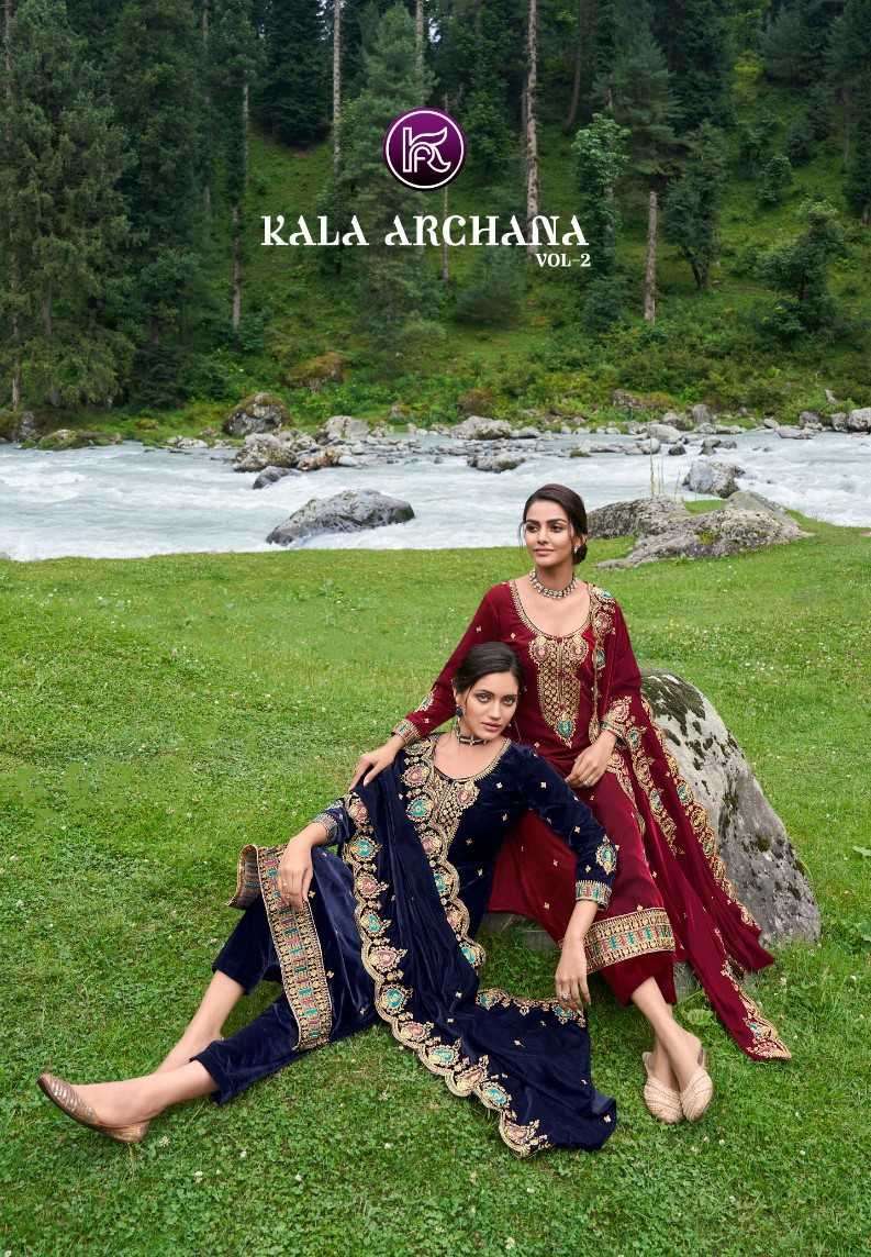 KALA ARCHANA VOL-2 BY KALA FASHIONS 2001 TO 2004 SERIES VELVET WORK WINTER WEAR DRESSES