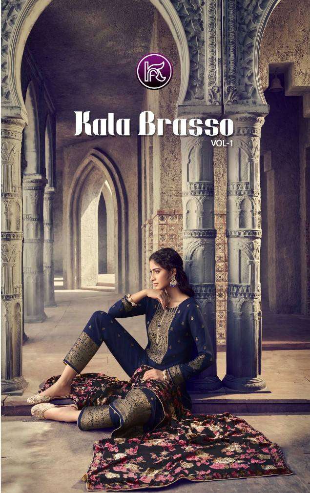 KALA BRASSO VOL-1 BY KALA FASHIONS 1001 TO 1007 SERIES VELVET EMBROIDERY WINTER WEAR DRESSES