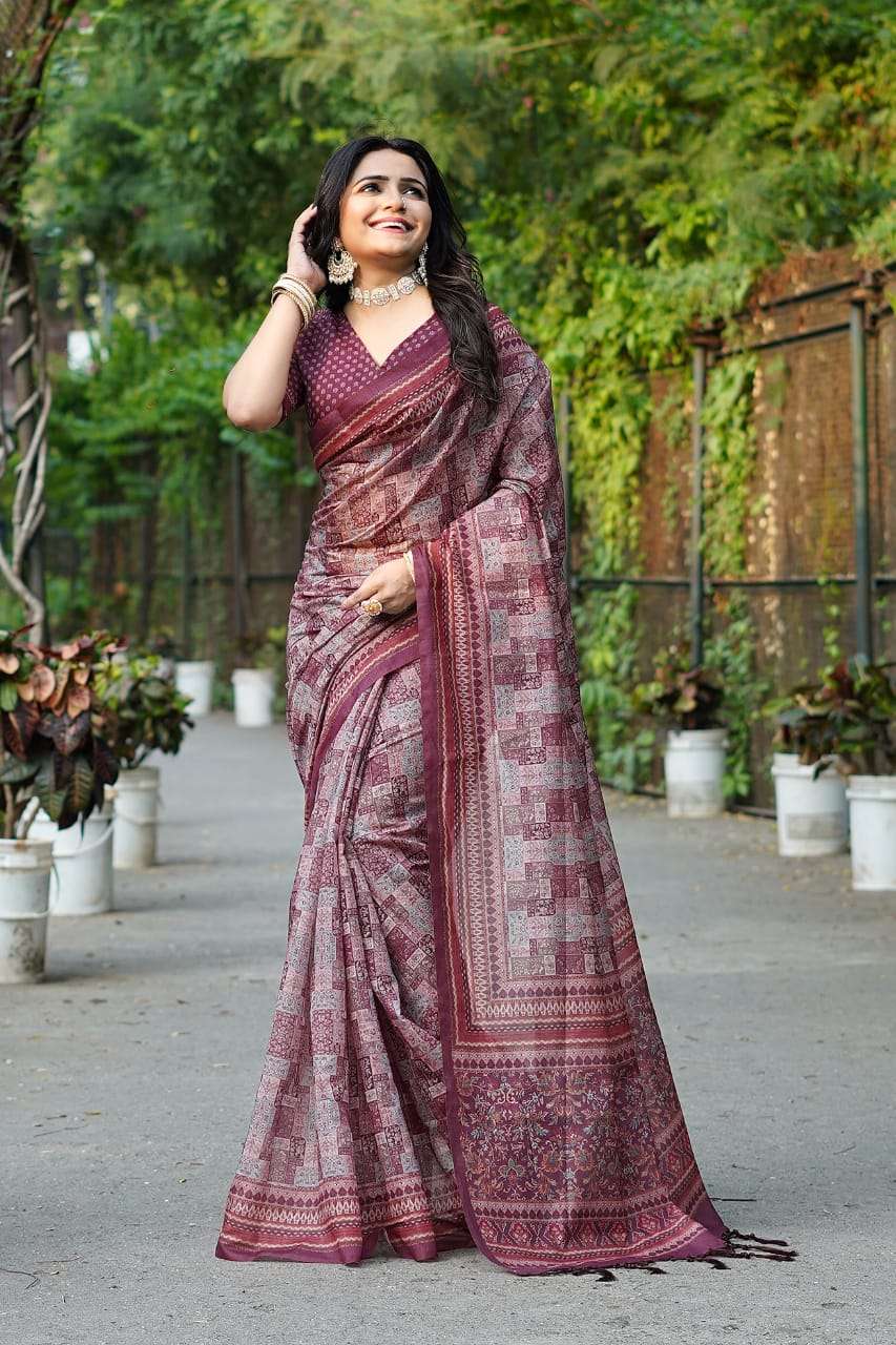 KAVERI VOL-1 BY AQSAWHOLESALE CHANDERI LINEN COTTON PRINT CASUAL SAREE