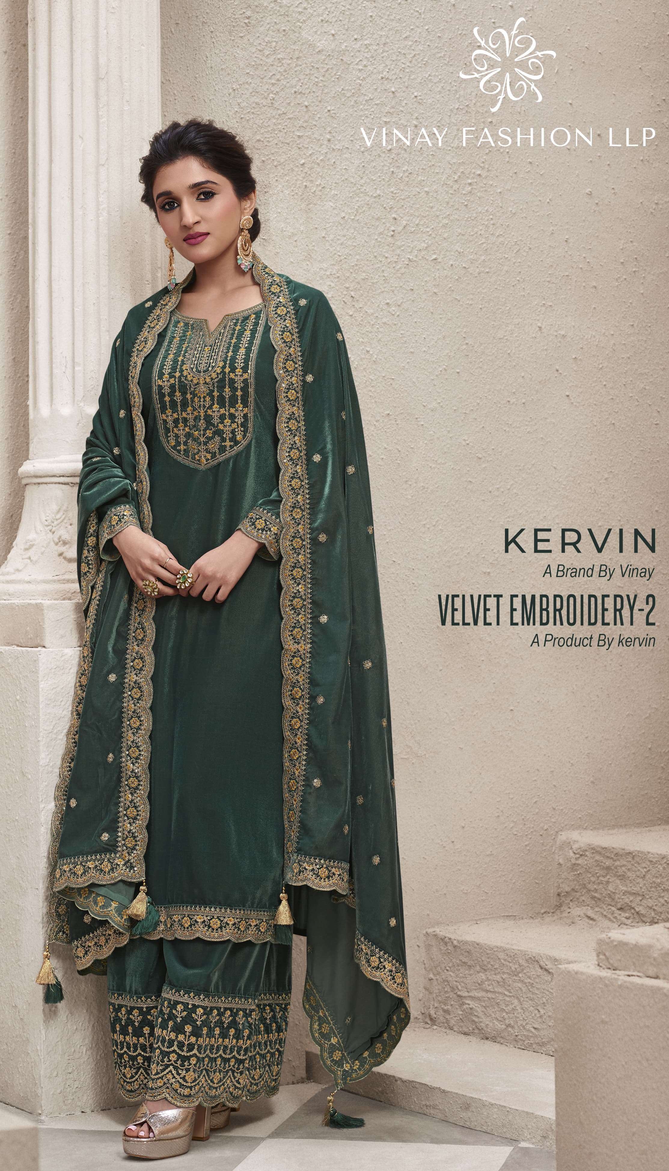 KERVIN VELVET EMBROIDERY VOL-2 BY VINAY FASHION 65941 TO 65946 SERIES VELVET WINTER WEAR DRESSES