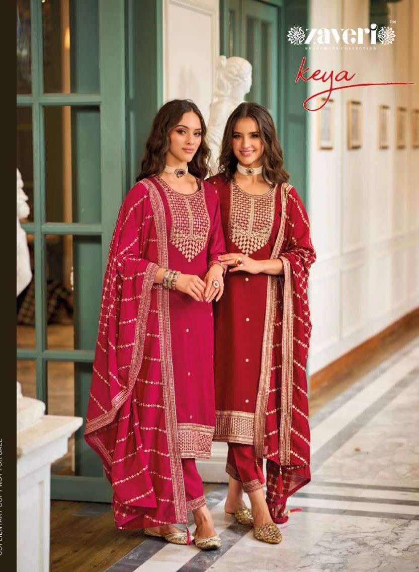 KEYA BY ZAVERI 1248 & 1249 SERIES PREMIUM SILK EMBROIDERY READYMADE DRESSES