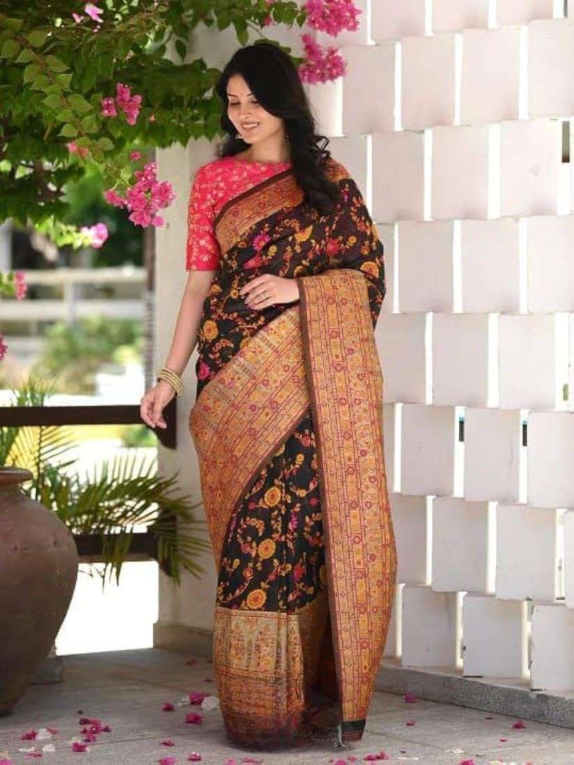 KT-77 BY AQSAWHOLESALE BANARASI SOFT SILK CASUAL WEAR SAREE