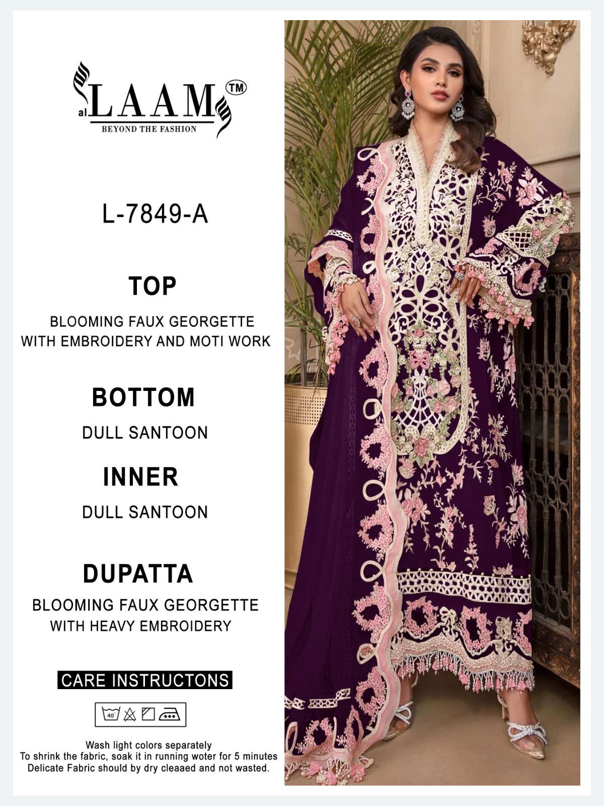 L-7849 COLOURS BY AL LAAM 7849-A TO 7849-D SERIES FAUX GEORGETTE WORK PAKISTANI DRESSES