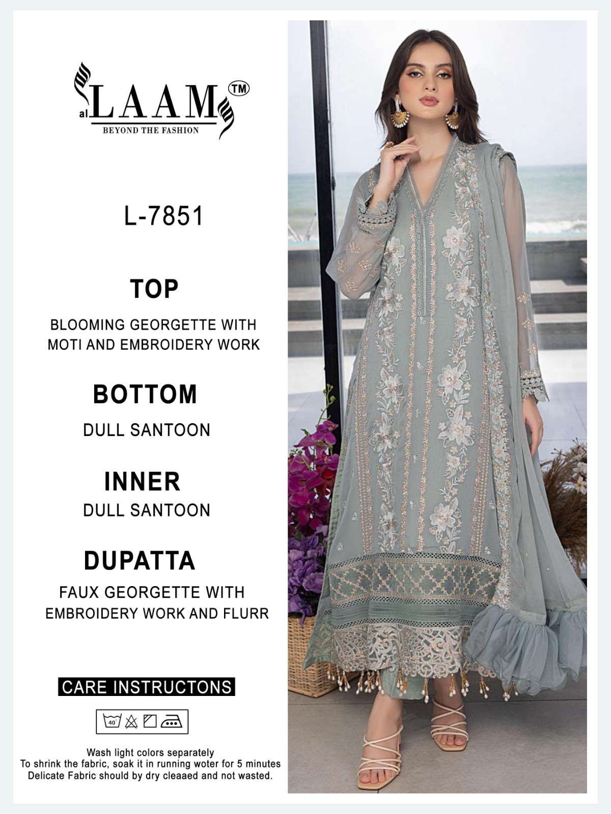 L-7851 HIT DESIGN BY AL LAAM GEORGETTE EMBROIDERY WORK PAKISTANI DRESS