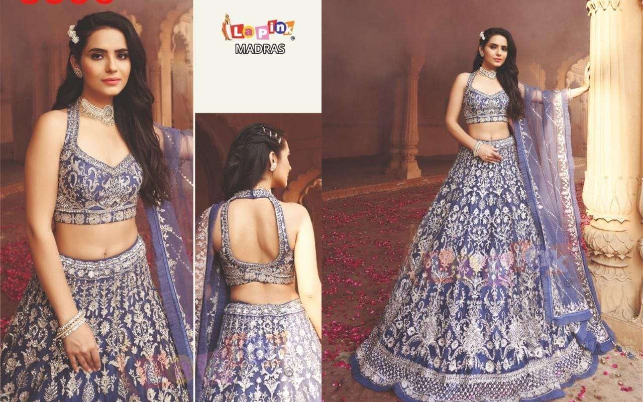 LAPINK MADRAS BY AQSAWHOLESALE DESIGNER FABRIC HEAVY WORK BRIDAL READYMADE LEHENGA