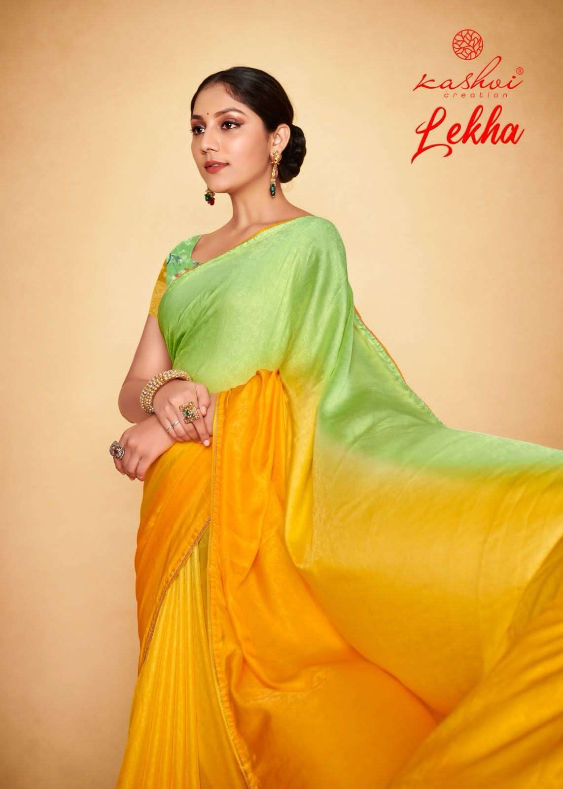 LEKHA BY KASHVI CREATION 1001 TO 1008 SERIES DULL MOSS CHIFFON PRINT CASUAL SAREES