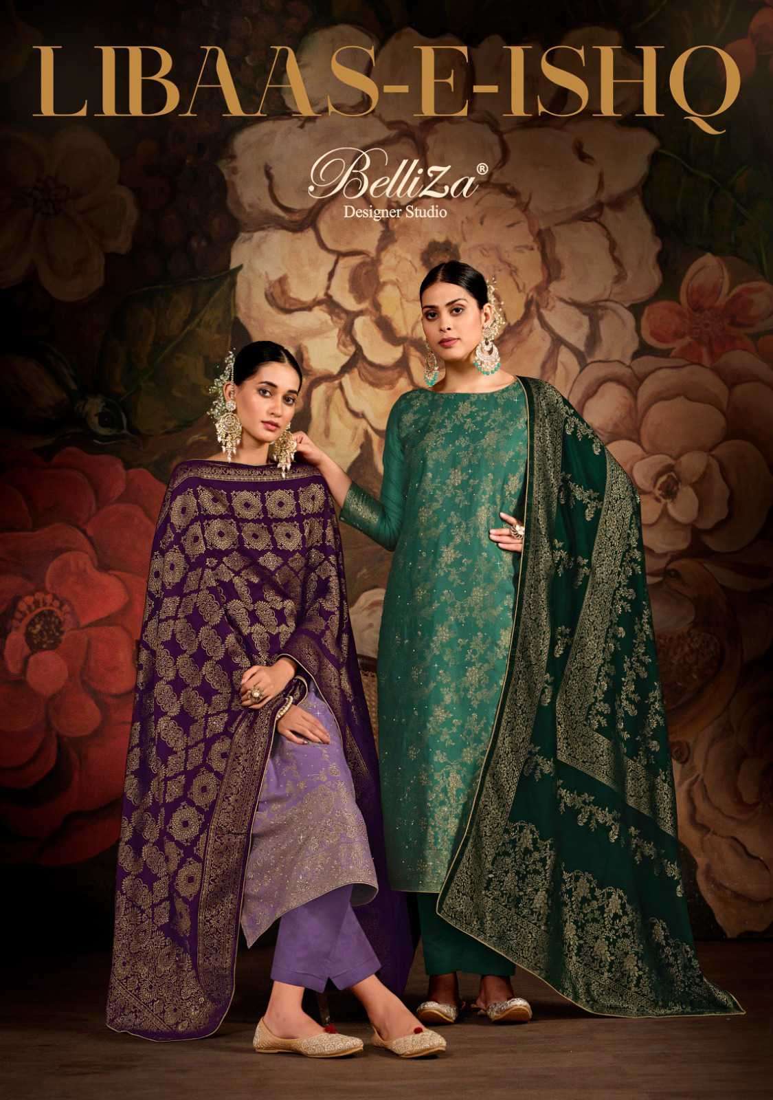 LIBAAS-E-ISHQ BY BELLIZA 842-001 TO 842-006 SERIES VISCOSE PASHMINA WINTER WEAR DRESSES