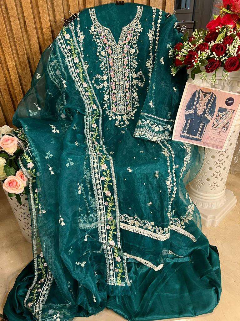 M-1010 HIT DESIGN BY MEHBOOB TEX ORGANZA EMBROIDERY WORK PAKISTANI DRESS