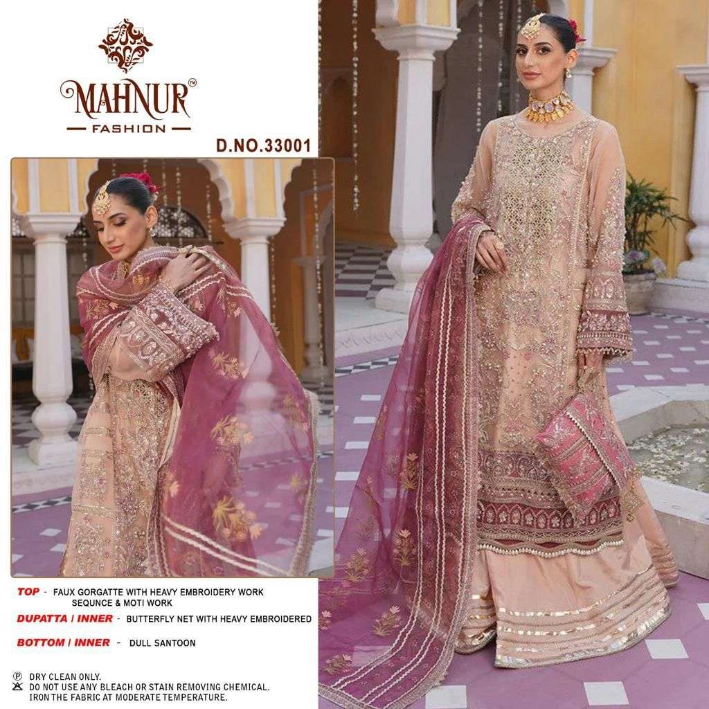 M-33001 HIT DESIGN BY MAHNUR FASHION GEORGETTE HEAVY EMBROIDERY WORK PAKISTANI DRESS