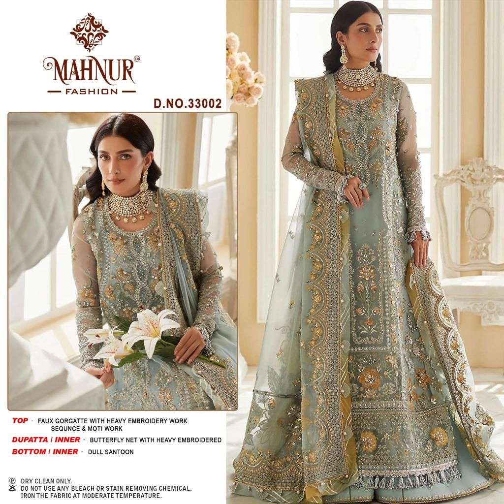 M-33002 HIT DESIGN BY MAHNUR FASHION GEORGETTE HEAVY EMBROIDERY WORK PAKISTANI DRESS