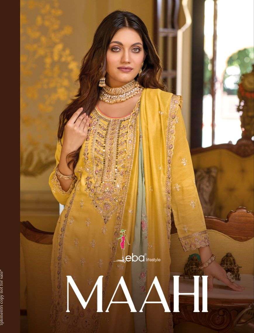 MAAHI BY EBA LIFESTYLE PREMIUM SILK EMBROIDERY WORK READYMADE DRESS