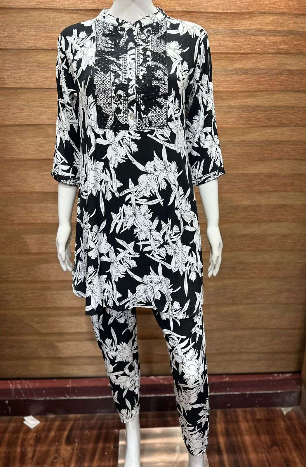 MABISH BY AQSAWHOLESALE MODEL RAYON PRINT WORK CO-ORD SET