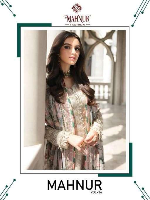 MAHNUR VOL-34 BY MAHNUR FASHION 34001 & 34002 SERIES GEORGETTE WORK PAKISTANI DRESSES