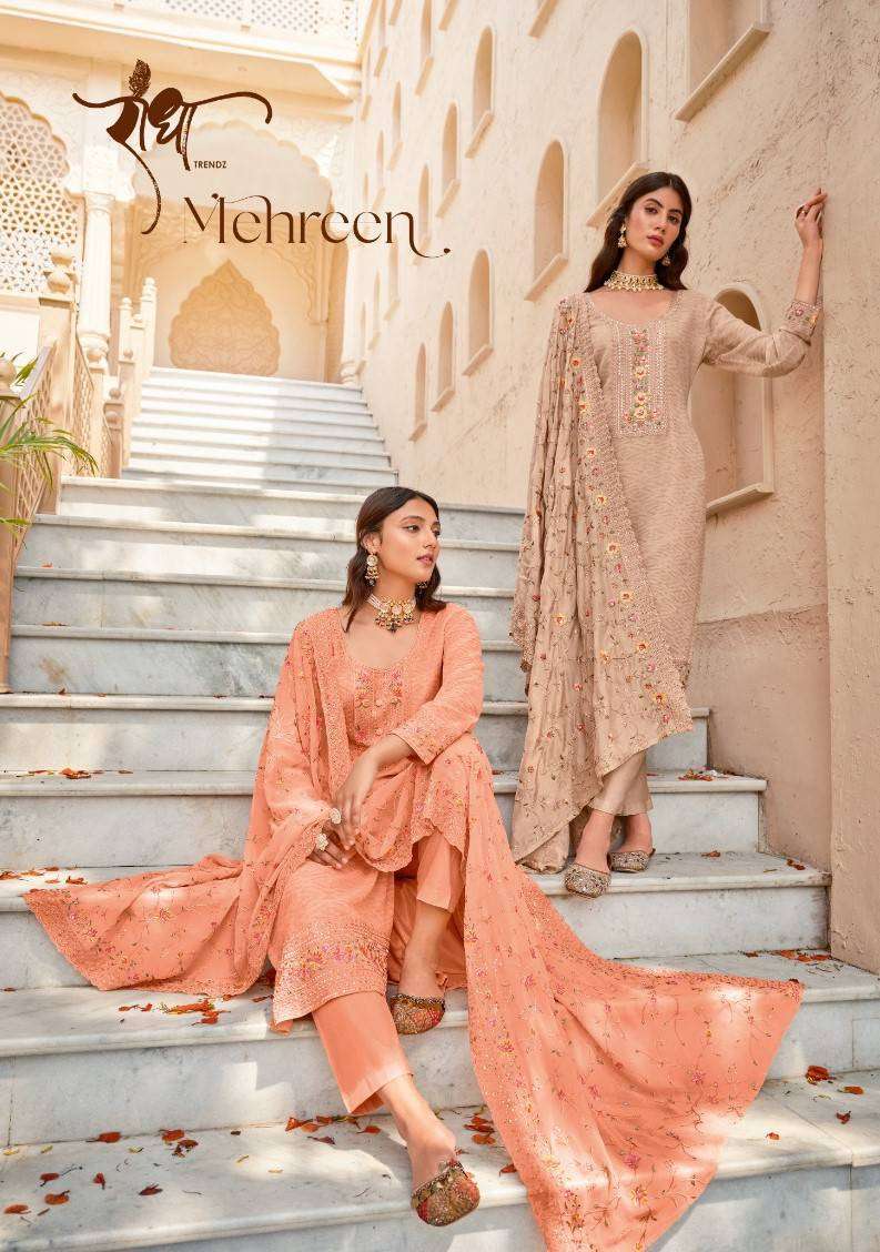 MEHREEN BY RADHA TRENDZ 1131 TO 1134 SERIES GEORGETTE HEAVY EMBROIDERY WORK DRESSES