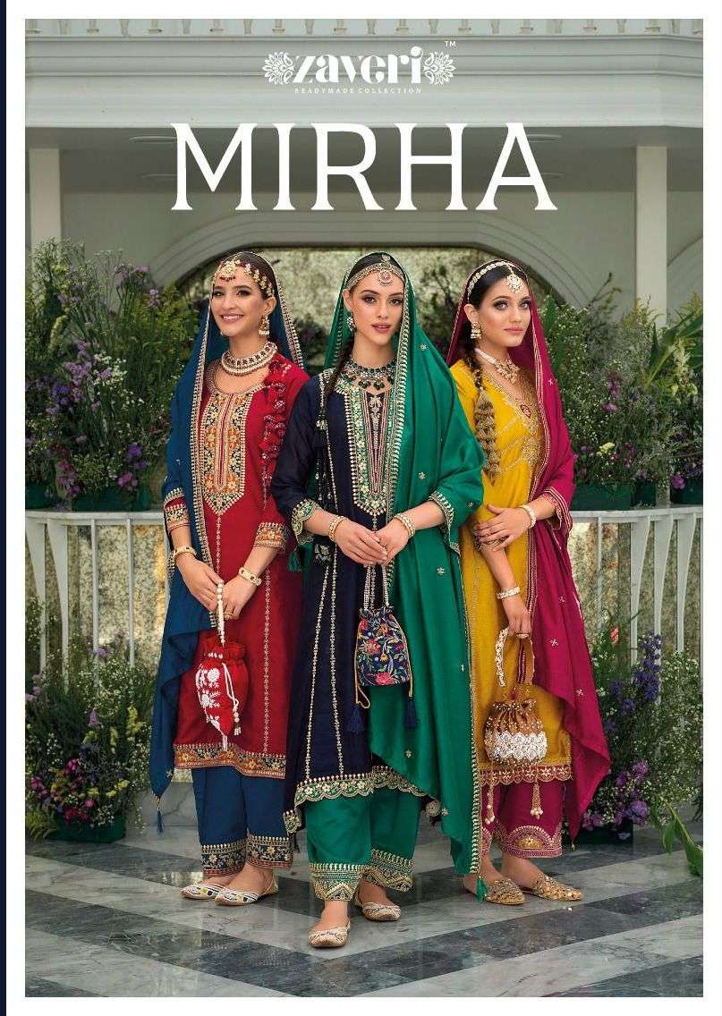 MIRHA BY ZAVERI 1227 TO 1230 SERIES PREMIUM SILK EMBROIDERY WORK READYMADE DRESSES