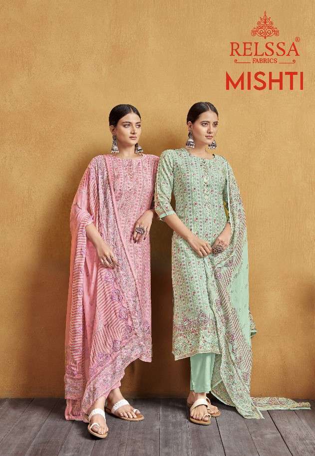 MISHTI BY RELLSA 4001 TO 4003 SERIES CREPE PRINT HAND WORK DRESSES