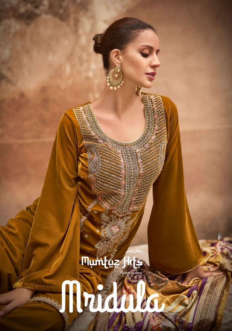 MRIDULA BY MUMTAZ ARTS 72001 TO 72005 SERIES VELVET EMBROIDERY WINTER WEAR DRESSES