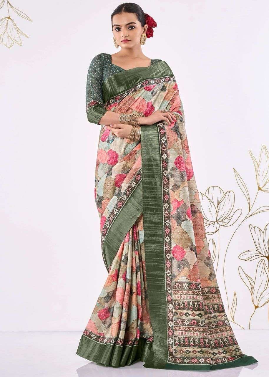 MRUNALI BY AQSAWHOLESALE SOFT SILK DIGITAL PRINT WORK CASUAL WEAR SAREES