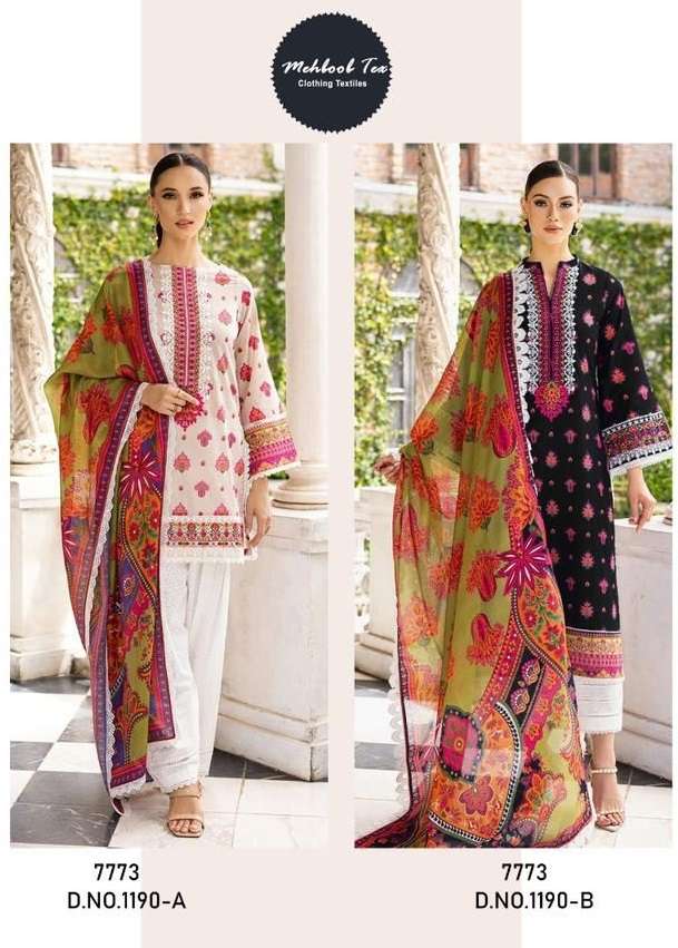 MT-1190 NX BY MEHBOOB TEX PURE COTTON PRINT WORK PAKISTANI DRESSES