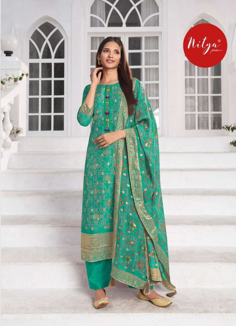 NITYA 506 COLOURS BY LT FABRICS 506-A TO 506-C SERIES ORGANZA JACQUARD WORK DRESSES