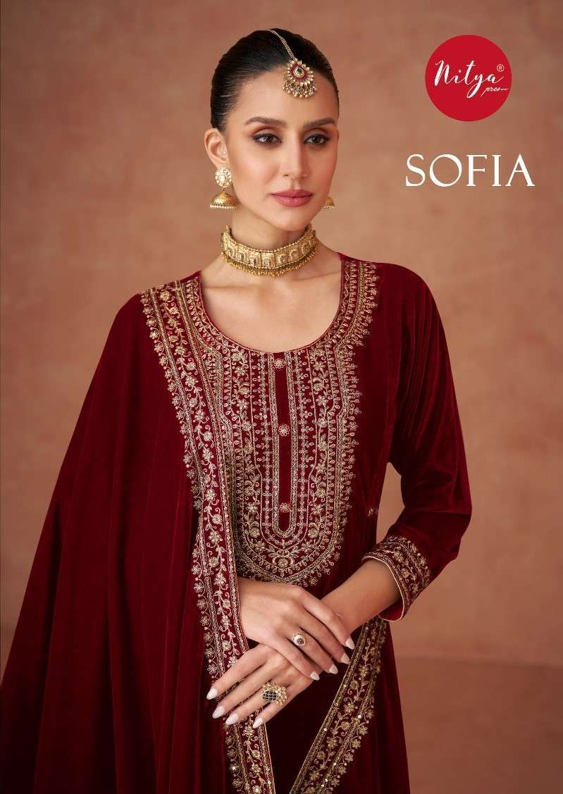 NITYA SOFIA BY LT FABRICS 1001 TO 1005 SERIES VELVET EMBROIDERY WINTER WEAR DRESSES